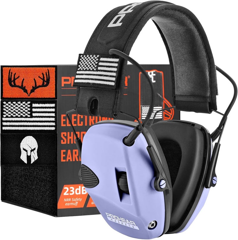 PROHEAR Electronic Ear Protection for Shooting with 4X Sound Amplification, Gun Range Hearing Protection Muffs, NRR 23dB Noise Reduction Headphones for Hunting, Purple - Image 1
